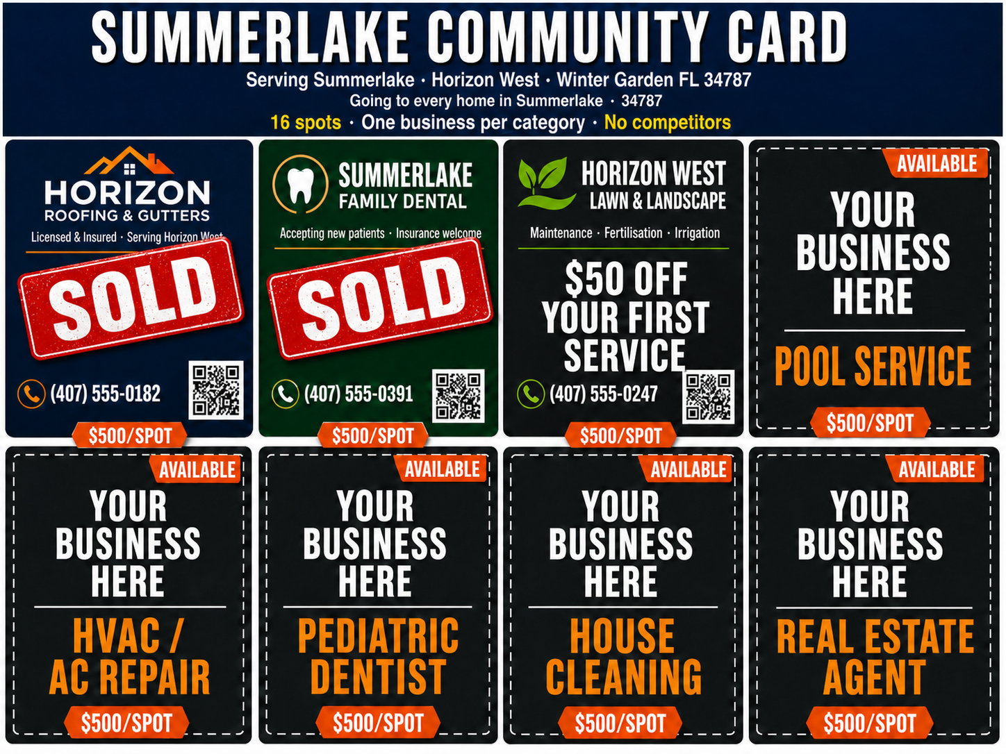 Front of a local community postcard mailer